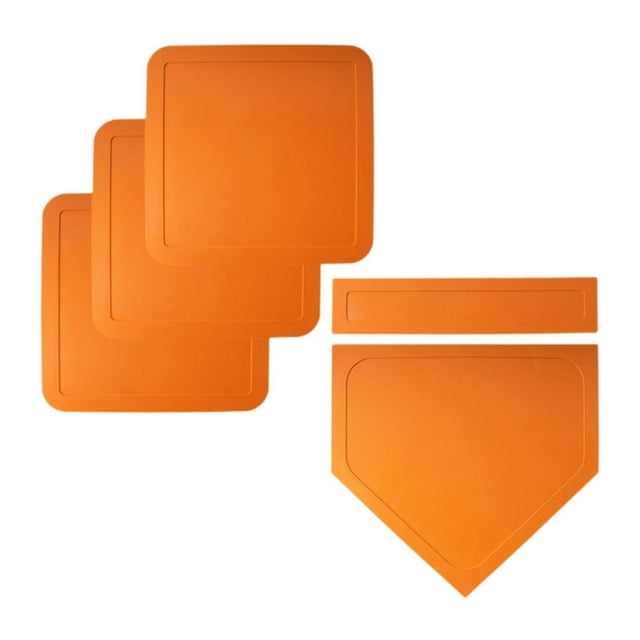 Juego de base de béisbol y sóftbol, bases de goma para lanzar, home, montículo de lanzador, equipo portátil de entrenamiento de práctica para naranja