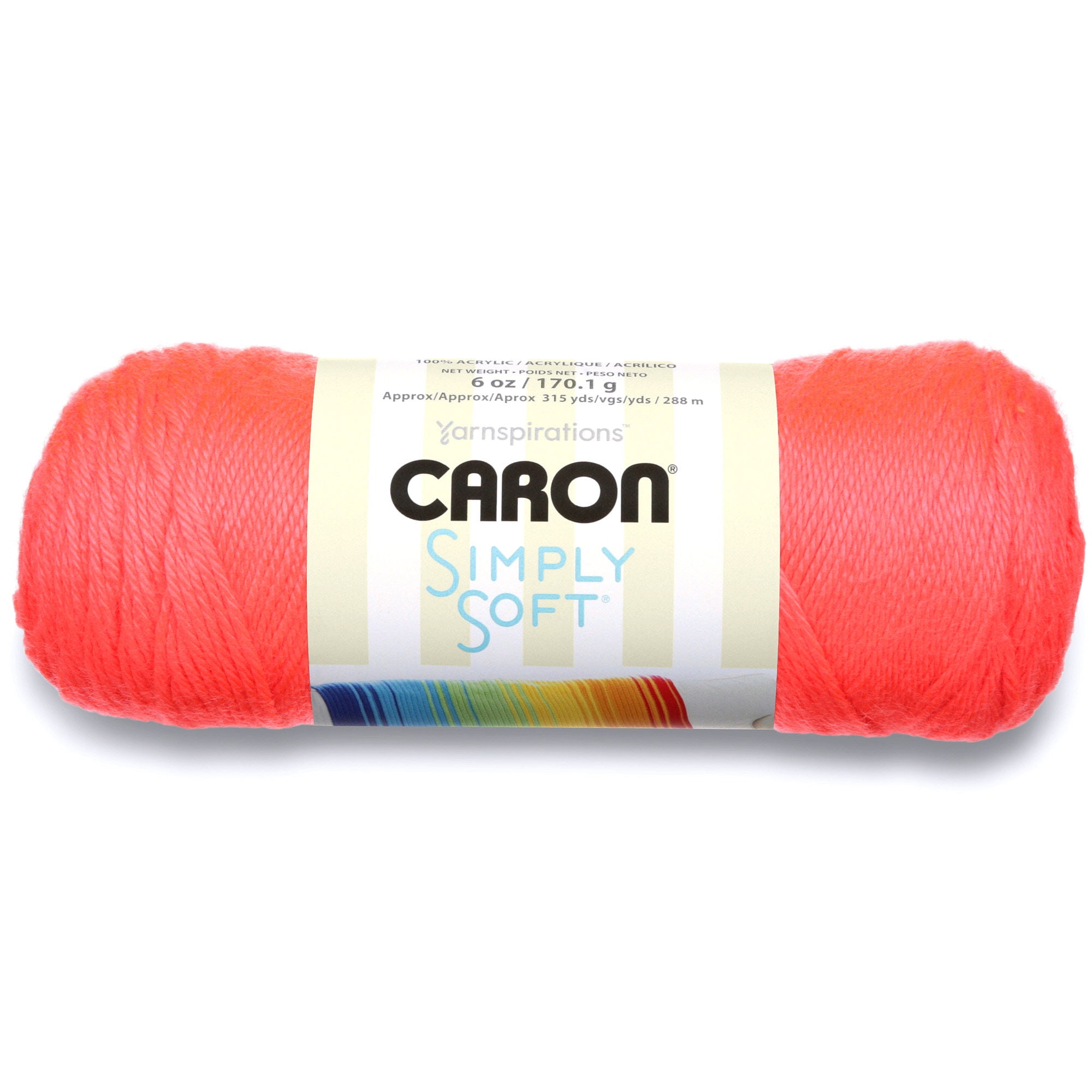 Caron Simply Soft Yarn, Neon Coral