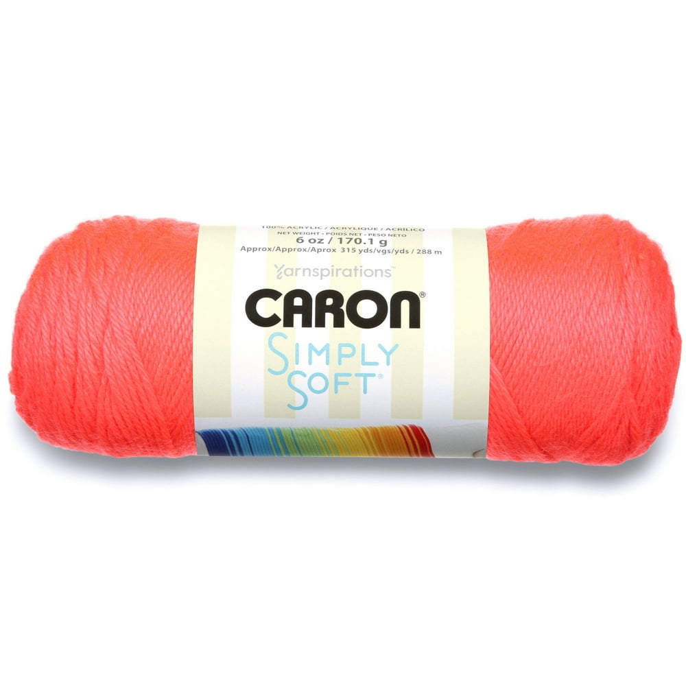 Caron Simply Soft Yarn, Neon Coral