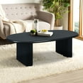thumbnail image 6 of 51'' Tapered Tabletop Coffee Table,Rounded Edges Coffee Table with 2 Vertical Thick Feet,Center Table for Living Room Home,Antique Black, 6 of 7