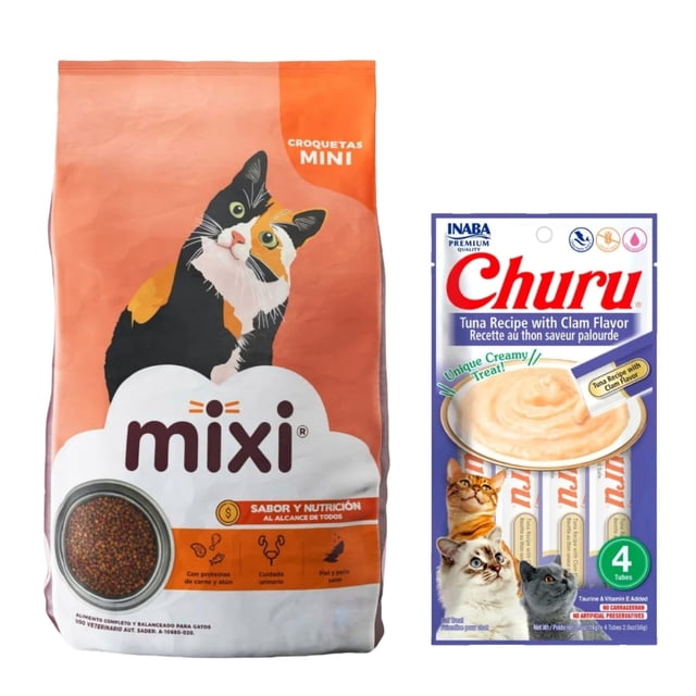 Mixi 9 Kg + Churu Atún con Almeja Sobre con 4 Tubos de 14 g