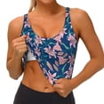 thumbnail image 4 of Haiem Lilies Flowers Pattern Womens Sports Bra - U Neck Padded Low Impact Yoga Bra Workout Crop Top Gym Moisture-Wicking Workout Vest -XX-Large, 4 of 9