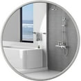 thumbnail image 3 of 24 Inch Bathroom Mirror, Wall Mounted Round Mirror with Brushed Sliver Frame, Modern Circle Hanging Mirror for Bathroom, Living Room, 3 of 7