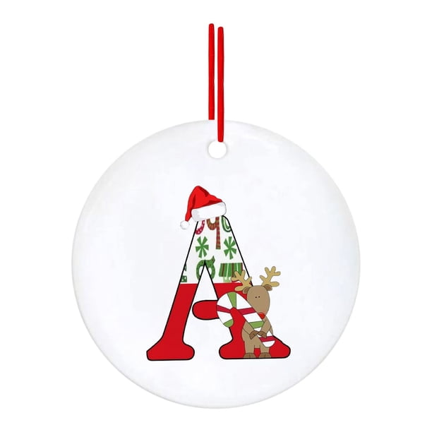 Hot6sl Liquidación de Ahorros de Verano Adornos de Cervatillo En 26 Letras, Adorno de Árbol En Navidad Rojos, Adorno de Colgantes En Letras, Adorno de Árbol En Navidad En Alfabeto para El Hogar