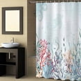 thumbnail image 2 of Fabric Shower Curtain, Summer Sea Life Coral Seagrass Shell Conch Starfish Shower Curtains with 12 Hooks Waterproof Machine Washable Bath Curtains for Bathroom,48x 72in, 2 of 6