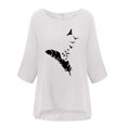thumbnail image 4 of Tops Para Mujer Salir Tops Casual Moda Impreso Cuello Redondo Suelto Camiseta de Manga 3/4 Jersey Odeerbi ODB148773, 4 of 5