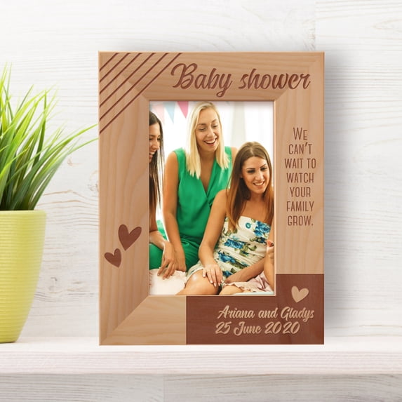 We Can't Wait To Watch Your Family Grow Personalized Wooden Frame 4" x 6" Brown (Vertical)