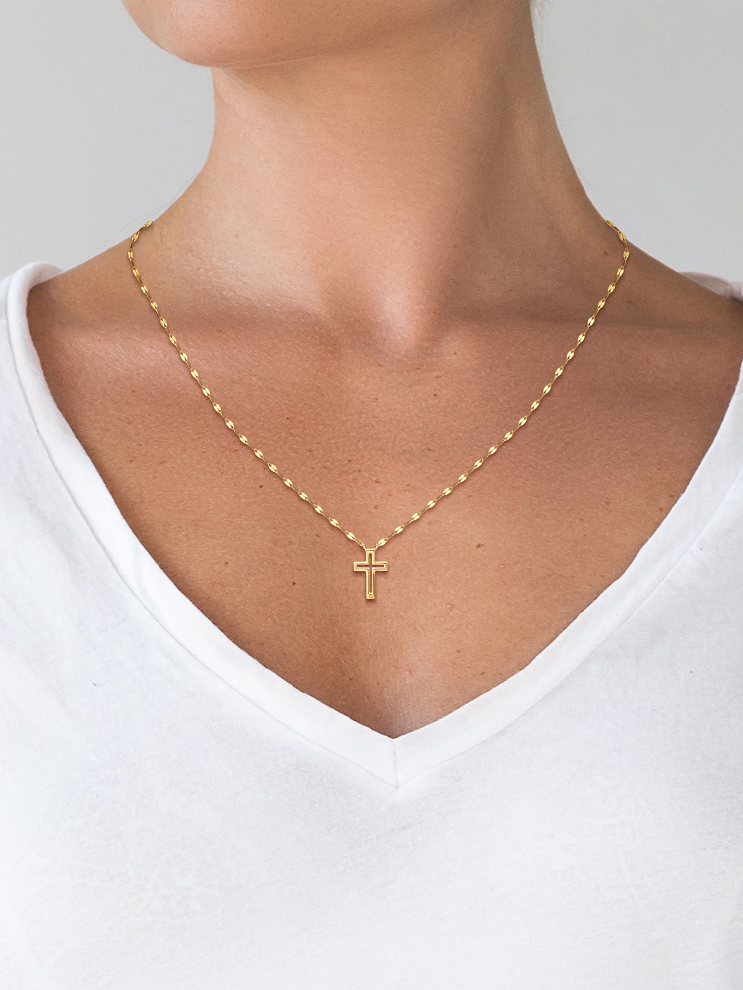 Women's Gold Plated Sterling Silver Faith Cross Necklace Pendant
