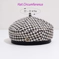 thumbnail image 2 of Aveki French Beret for Women Vintage Houndstooth Pattern Berets Summer Elegant Beanie Hat Painter Cap (Black), 2 of 6