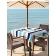 thumbnail image 4 of Square Outdoor Tablecloth with Umbrella Hole Blue Grey Striped Outside Table Cloth Waterproof Patio Table Cover Farmhouse Stripes Simple Art Zipper Tablecloths for Picnic Party Camping 60x60 Inch, 4 of 8