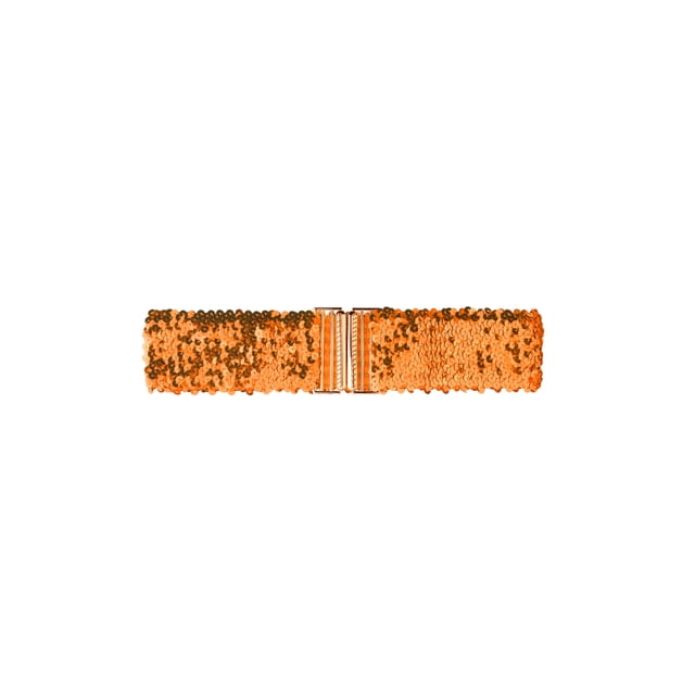 Cinturón elástico para mujeres INSPIRE CHIC con decoración de lentejuelas y hebillas de metal entrelazadas para vestidos en color naranja