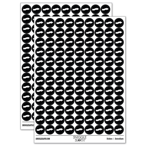 Cute Crooked Arrow Solid 200  Round Stickers - Black - Gloss Finish - 0.50" Size