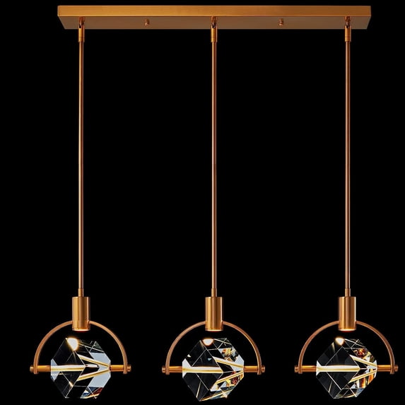 ZXNYH Pendant Ceiling Light Fixture for Kitchen Island, Modern Mini Integrated LED Hanging Light, Crystal Pendant Light in Chrome, Bedroom, Dining Room, Bar (1-Lights)