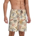 thumbnail image 2 of Kdxio Vintage Nautical Print Mens Sleep Shorts Bottoms Soft Comfy Pajama Wear Pants with Drawstring Pockets, 2 of 5