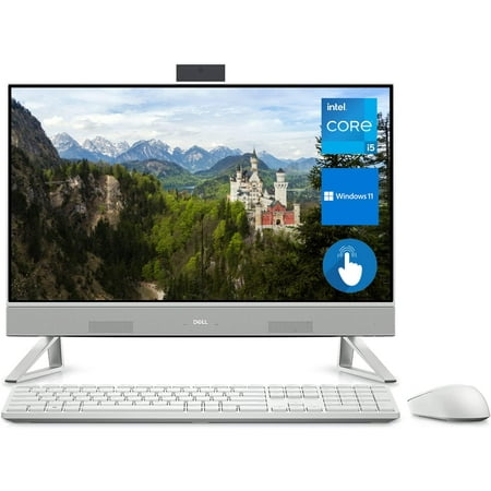 Dell Inspiron 5410 -in-One Desktop, 23.8'' FHD IPS Touchscreen, 12th Intel Core i5-1235U, 12GB RAM, 256GB SSD + 1TB HDD, HDMI, RJ-45, 1080p, Wireless KB&Mouse, Wi-Fi 6, Windows 11 Home, White