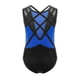 thumbnail image 4 of renvena Gymnastics Leotard for Girls Sleeveless Sparkle Dance Bodysuit Athletic Unitard with Shorts Hairband Blue 16, 4 of 7