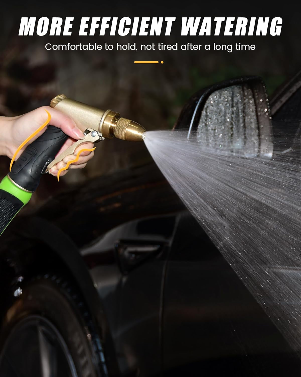 Garden Hose Nozzle, Upgraded Heavy Duty Metal Spray Nozzle, High Pressure Water Nozzle with Adjustable Spray Patterns for Watering Plants, Car Washing, and Pet Showering