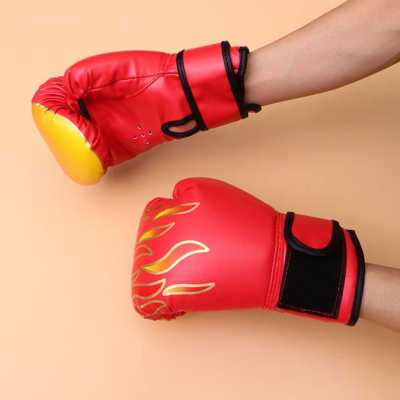 UPOUART Flame Red Boxing Gloves with Absorbent Padding Adjustable Fit for Kids