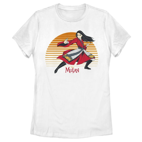 Women's Mulan Sunset Pose  Graphic Tee White Large