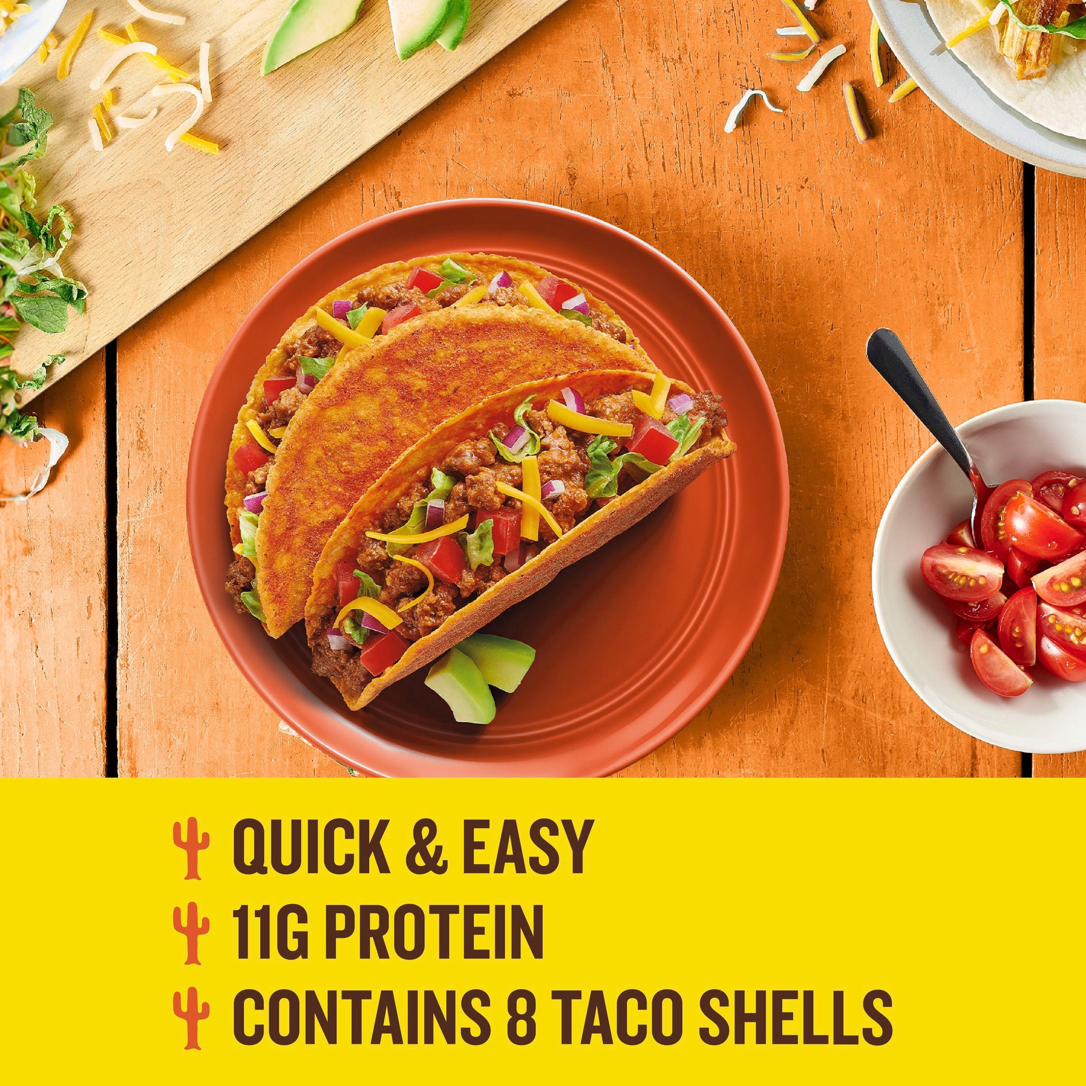 (2 pack) Old El Paso Protein Advantage Taco Shells, Nacho Cheese, 11g Protein, 8 Count, 4.52 oz