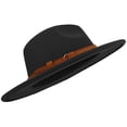 thumbnail image 3 of BadPiggies Vintage Fedora Hat for Men & Women Wide Brim Felt Hats with Belt Buckle (Black), 3 of 9