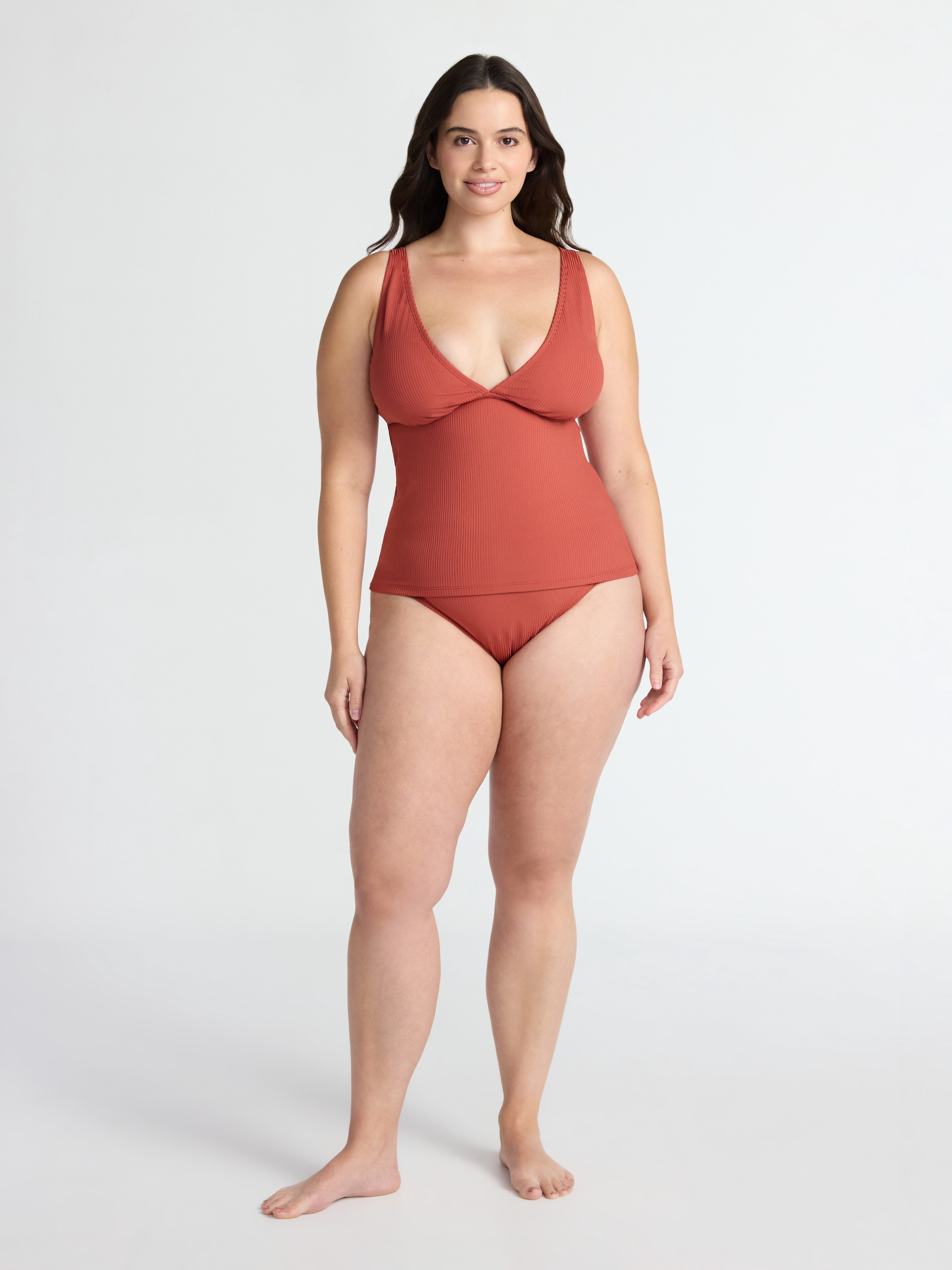 Time and Tru Women's and Women’s Plus V Neck Tankini Top, Sizes XS-2X