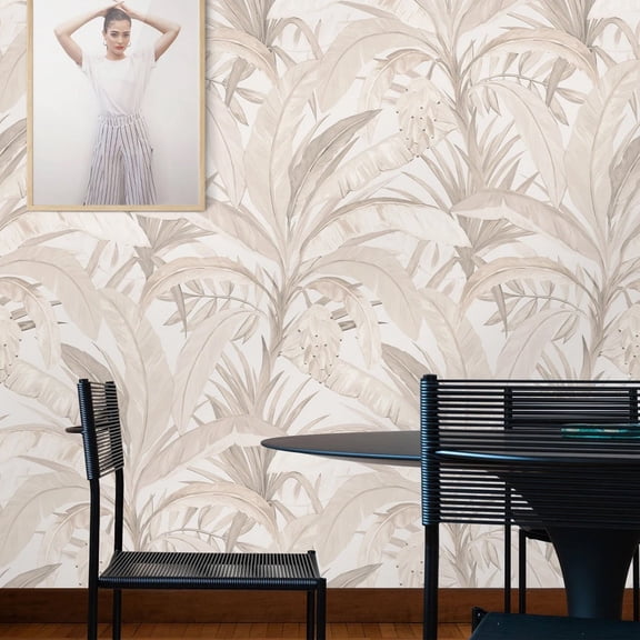 Beige Tropical Forest Wallpaper