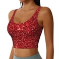 thumbnail image 2 of Fotbe Red Glitter Pattern Womens' Sports Bra Longline Wirefree Padded with Medium Support Sports Moisture-Wicking Workou Vest,Tank Top-, 2 of 7