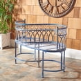 thumbnail image 2 of SAFAVIEH Lara Outdoor Patio Kissing Garden Bench, Antique Blue, 2 of 9