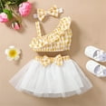 thumbnail image 2 of Toddler Girl Winter Outfits Skirt Suit Top Gauze Skirt Set Sleeveless Top Bow Skirt Set Girl's Top and Skirt Two-Piece Set New Casual Matching Sets Yellow 6 Months, 2 of 5