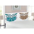 thumbnail image 2 of Owl Headboard, Dreamcatcher Style Owl Features Magic Farsighted Birds Print, Upholstered Decorative Metal Bed Headboard with Memory Foam, Full Size, Cream White Teal, by Ambesonne, 2 of 4