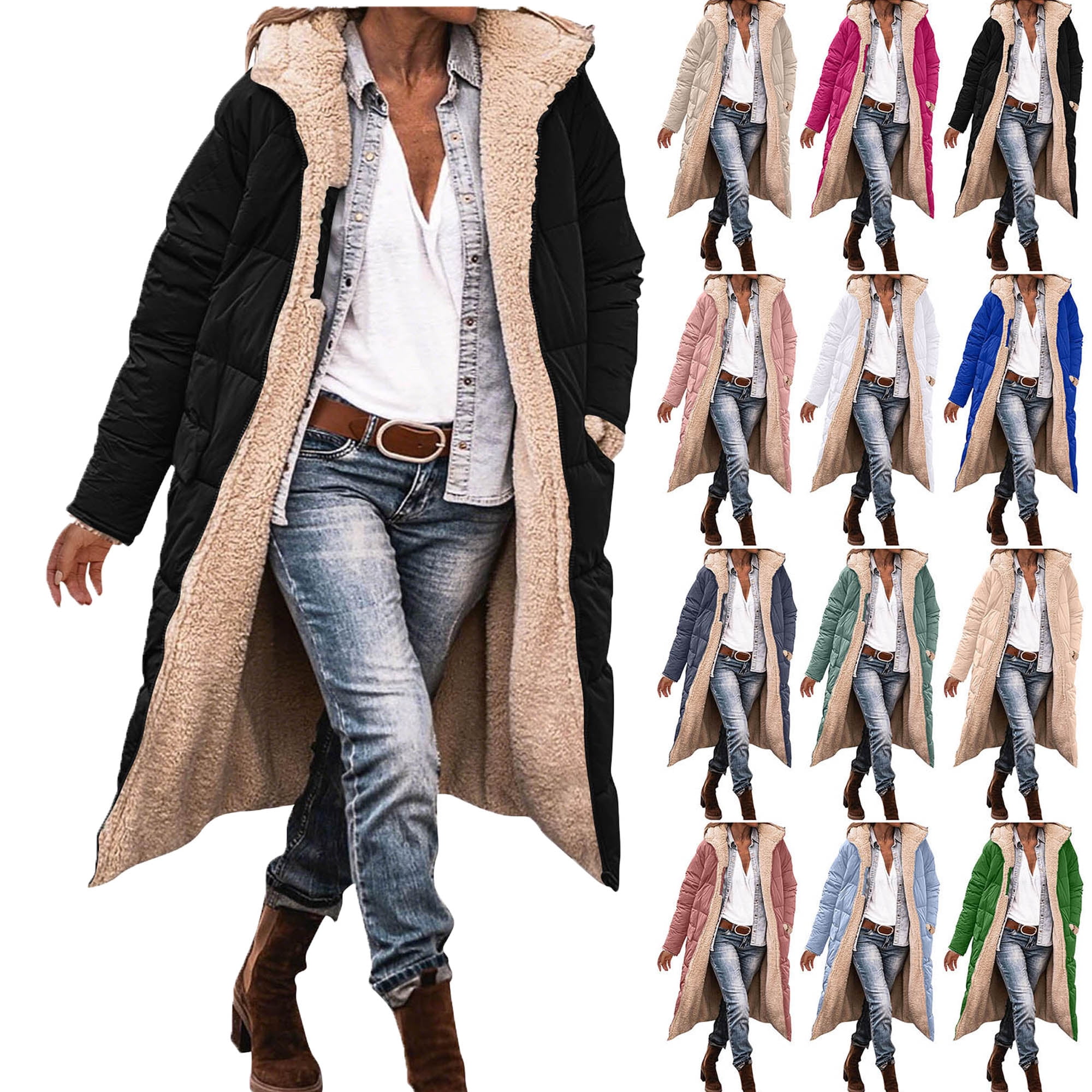 JGGSPWM Women's Shaggy Faux Furry Winter Jacket: Cozy Long Sleeve