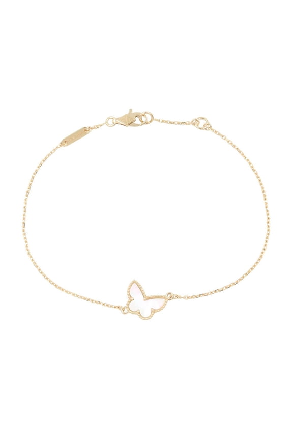 Pre-Owned Van Cleef & Arpels Sweet Papillon Mother of Pearl Bracelet, 18K (Yellow Gold), Pearl,...