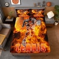 thumbnail image 3 of Erosebridal Fire Tennis Queen Sheet Sets, Sport Bed Set for Men and Boys, 4 Pieces, 1 Flat Sheet, 1 Fitted Sheet and 2 Pillowcases, 3 of 6
