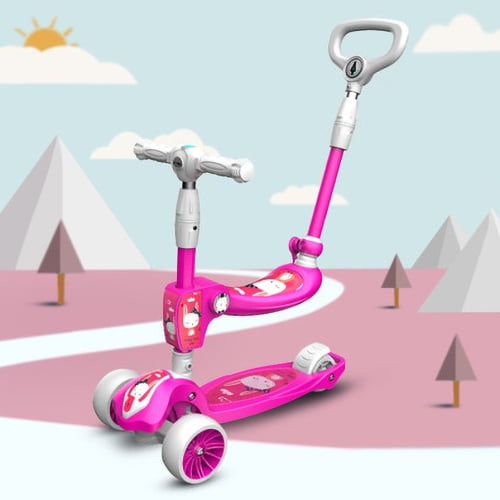 WINGOMART Scooters for Kids 3 Wheels Kick Scooter for Toddlers Girls & Boys with Foldable Seat, LED Flashing Wheels for Children from 2 to 8 Years Old