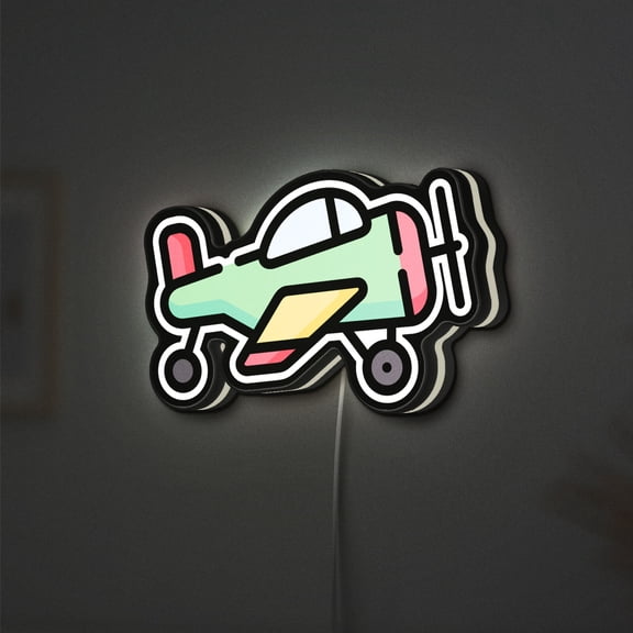 Plane 3D Novelty Light Box, Childhood-Inspired Transportation Decor for Play Areas and Bedrooms (Height 12 inch, 30cm)