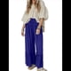 thumbnail image 1 of Pantalones Palazzo Holgados de Playa con Cintura Alta Elástica, Dobladillo con Volantes y Pierna para Mujer Azul XS, 1 of 7