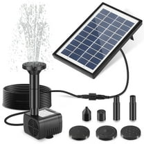 TSV Bird Bath Solar Fountain Pump, Outdoor Solar Water Pump with 5 Nozzles for Pond, Fish Tank, Aquarium, 4W
