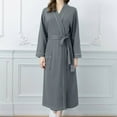 thumbnail image 2 of Luxalzxs Robes for Women Waffle Knit Bathrobe Soft Lightweight Full Length Loungewear Soft Kimono Spa Knit Long Bathrobe Pajamas with Pockets and Belts, 2 of 5