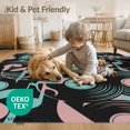 thumbnail image 4 of ODIKA 3'x5' Washable Accent Rug Record Vinyl Abstract Inspired Musical Crisp Composition Shaped for Bedside, Nursery Room, Pet Friendly & Non-Shedding, 4 of 7