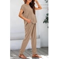 thumbnail image 5 of BTFBM Women's Two Piece Tracksuit Outfits Summer Short Sleeve Tops Long Pants Jogger Lounge Matching Sets Sweatsuit, 5 of 7