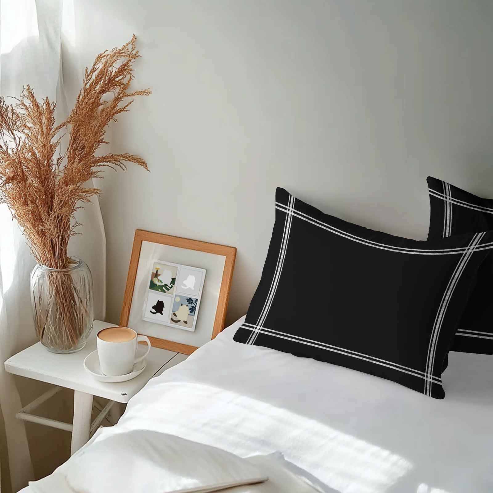 Outdoor Waterproof Throw Pillow Covers Set of 2 Solid Color Decorative Pillowcases Lumbar Outdoor Pillows Cushion Case 20x12 Inch Ash Black Patio Pillows for Couch Sofa Bed Garden