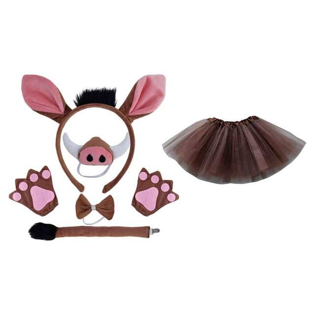 BELOVING Pig Costume Set Fancy Animal Cosplay Cartoon Pig Nose Cosplay Tutu Dress Bowtie