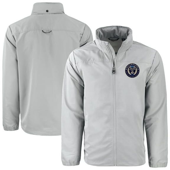 Men's-Cutter & Buck Gray Philadelphia Union Charter Eco Recycled Full-Zip Jacket