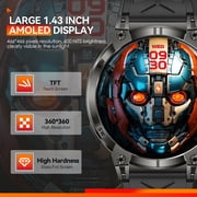 PAKRYS KC89 1.85'' HD 760mAh Battery Smart Watch for Men with LED Flashlight 100+ Sports Modes Fitness Tracker Smartwatches for iOS Android, 1pc, Black