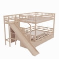 thumbnail image 6 of Harper & Bright Designs Full Over Full Bunk Bed with Slide and Storage Staircase, Full Size Solid Pine Wood Bunk Bed Frame with 2 Drawers and Guardrail, Walnut, 6 of 11