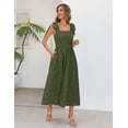 thumbnail image 2 of Merokeety Womens Summer Dresses Square Neck Flowy Casual Sundress Armygreen l, 2 of 4