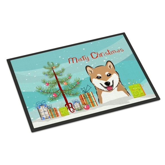 Carolines Treasures BB1597MAT Christmas Tree & Shiba Inu Indoor or Outdoor Mat- 18 x 27