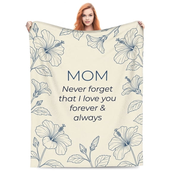 Mom Throw Blanket Fuzzy Plush Flannel Floral Design Soft Warm Throw for Couch and Bed 50x40