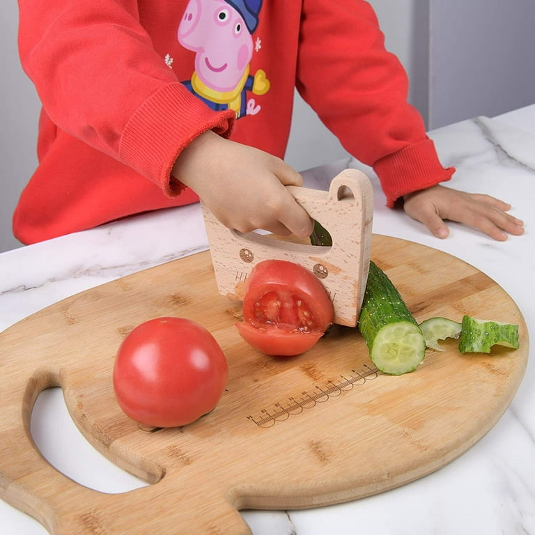 Wooden Kids Knife for Cooking-Cute Bear Shape Safe Kitchen Tool for Kids,  Cutting Veggies Fruits Cutter Kitchen Toy for 2-10 Years 